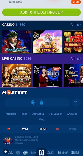 Mostbet Application icons
