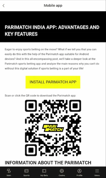 Parimatch app install link